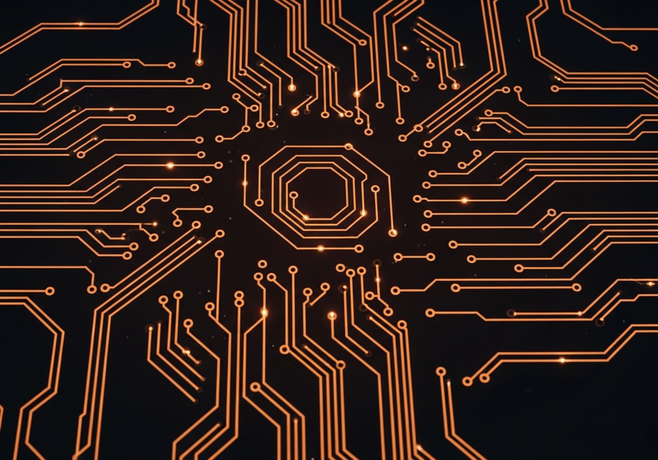 Circuit imprimé lumineux symbolisant la transformation digitale